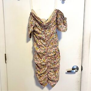 Floral Off-Shoulder Ruched Mini Dress